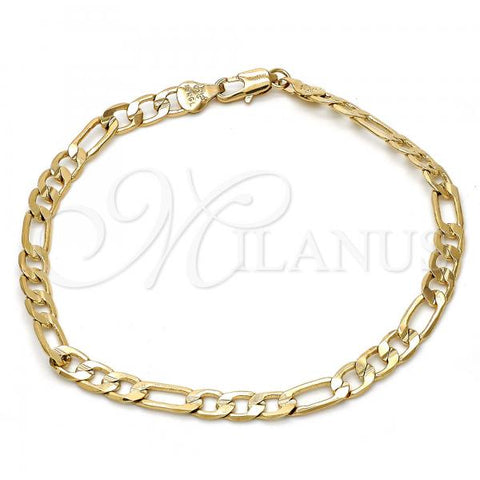 Oro Laminado Basic Bracelet, Gold Filled Style Figaro Design, Diamond Cutting Finish, Golden Finish, 5.223.034.1.07