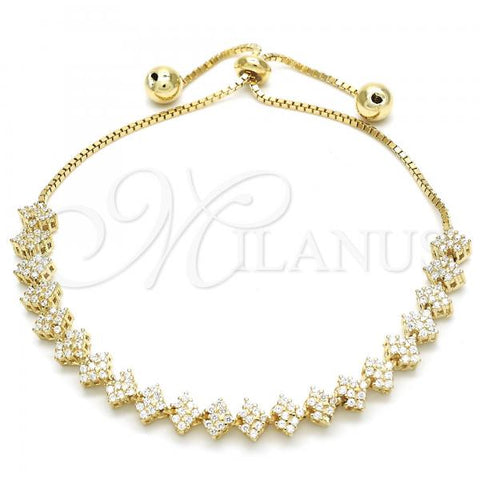 Sterling Silver Fancy Bracelet, with White Cubic Zirconia, Polished, Golden Finish, 03.369.0005.2.10