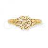 Oro Laminado Elegant Ring, Gold Filled Style Flower Design, Diamond Cutting Finish, Golden Finish, 5.174.019.05 (Size 5)