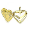 Oro Laminado Locket Pendant, Gold Filled Style Heart and Flower Design, Polished, Golden Finish, 05.117.0019