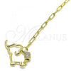 Oro Laminado Fancy Bracelet, Gold Filled Style Elephant Design, with White Micro Pave, Polished, Golden Finish, 03.341.0078.07