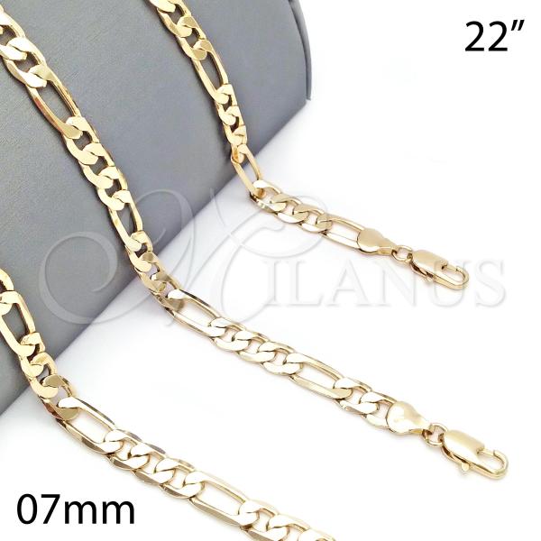 Oro Laminado Basic Necklace, Gold Filled Style Figaro Design, Polished, Golden Finish, 5.222.012.22