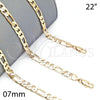Oro Laminado Basic Necklace, Gold Filled Style Figaro Design, Polished, Golden Finish, 5.222.012.22