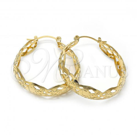 Oro Laminado Medium Hoop, Gold Filled Style Elephant Design, Polished, Golden Finish, 106.010.1