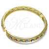 Oro Laminado Individual Bangle, Gold Filled Style Evil Eye Design, with White Crystal, Multicolor Enamel Finish, Golden Finish, 07.380.0001.2.05