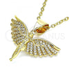 Oro Laminado Fancy Pendant, Gold Filled Style Angel Design, with White Micro Pave, Polished, Golden Finish, 05.342.0038