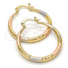 Oro Laminado Medium Hoop, Gold Filled Style Hollow Design, Diamond Cutting Finish, Tricolor, 02.170.0084.1.30