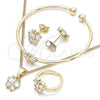 Oro Laminado Earring and Pendant Children Set, Gold Filled Style Butterfly Design, with White Cubic Zirconia, Polished, Golden Finish, 06.210.0017.1