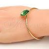 Oro Laminado Individual Bangle, Gold Filled Style with Fern Green Swarovski Crystals, Polished, Golden Finish, 07.239.0006.8 (02 MM Thickness, One size fits all)