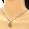 Sterling Silver Pendant Necklace, Heart Design, with White Cubic Zirconia, Polished, Tricolor, 04.336.0112.18