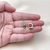 Oro Laminado Huggie Hoop, Gold Filled Style Teardrop Design, with Green Cubic Zirconia, Polished, Golden Finish, 02.196.0198.10