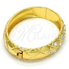 Gold Tone Individual Bangle, with White Crystal, Polished, Golden Finish, 07.252.0015.05.GT (14 MM Thickness, Size 5 - 2.50 Diameter)