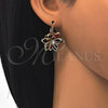 Oro Laminado Leverback Earring, Gold Filled Style Flower Design, with Multicolor Crystal, Polished, Golden Finish, 02.64.0638.5