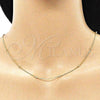 Oro Laminado Basic Necklace, Gold Filled Style Box Design, Polished, Golden Finish, 04.213.0245.18