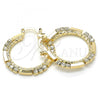 Oro Laminado Medium Hoop, Gold Filled Style with White Crystal, Polished, Golden Finish, 02.122.0098.30