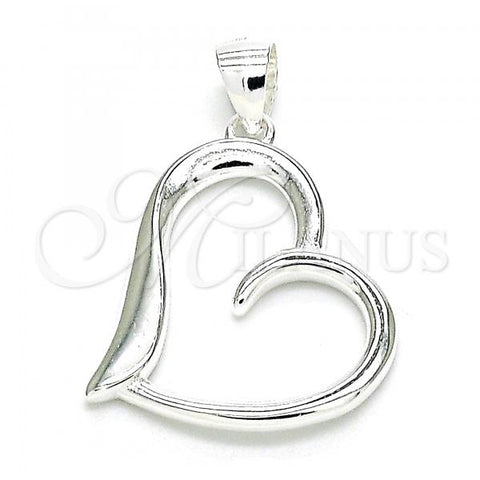 Sterling Silver Fancy Pendant, Heart Design, Polished,, 05.398.0036