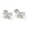 Sterling Silver Stud Earring, Butterfly Design, with White Cubic Zirconia, Polished,, 02.285.0055