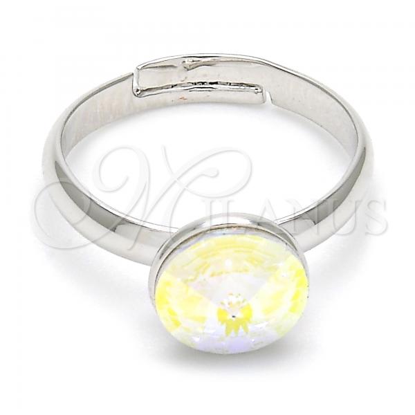 Rhodium Plated Multi Stone Ring, with Aurore Boreale Swarovski Crystals, Polished, Rhodium Finish, 01.239.0009.2 (One size fits all)