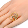 Oro Laminado Multi Stone Ring, Gold Filled Style Butterfly Design, with White and Black Crystal, Polished, Golden Finish, 01.118.0056.8 (Size 8)