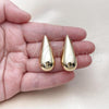 Oro Laminado Stud Earring, Gold Filled Style Hollow and Teardrop Design, Polished, Golden Finish, 02.428.0040