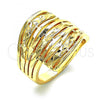 Oro Laminado Elegant Ring, Gold Filled Style Diamond Cutting Finish, Golden Finish, 01.233.0031.07