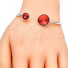 Rhodium Plated Individual Bangle, with Padparadscha Swarovski Crystals, Polished, Rhodium Finish, 07.239.0003.8 (03 MM Thickness, One size fits all)