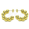 Oro Laminado Medium Hoop, Gold Filled Style Hollow and Ball Design, Polished, Golden Finish, 02.163.0320.30