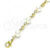 Oro Laminado Fancy Anklet, Gold Filled Style Ball Design, with Ivory Pearl, Polished, Golden Finish, 03.63.2226.10