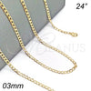 Oro Laminado Basic Necklace, Gold Filled Style Curb Design, Polished, Golden Finish, 04.213.0086.24