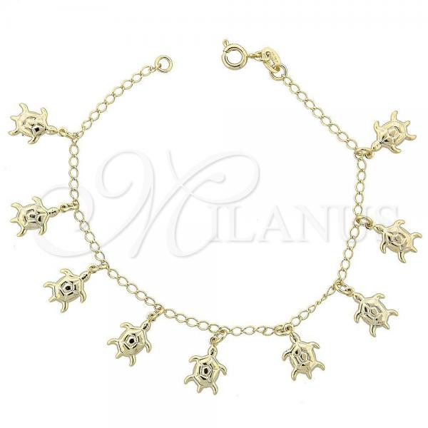 Oro Laminado Charm Bracelet, Gold Filled Style Polished, Golden Finish, 03.09.0037.07