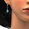 Sterling Silver Earring and Pendant Adult Set, Teardrop Design, with Bermuda Blue Swarovski Crystals, Polished, Rhodium Finish, 10.281.0023.1