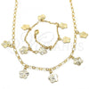 Oro Laminado Necklace and Bracelet, Gold Filled Style Flower Design, Polished, Golden Finish, 06.63.0202