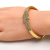 Gold Tone Individual Bangle, with White Crystal, Polished, Golden Finish, 07.252.0026.04.GT (05 MM Thickness, Size 4 - 2.25 Diameter)