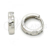 Sterling Silver Huggie Hoop, with White Cubic Zirconia, Polished, Rhodium Finish, 02.175.0094.10