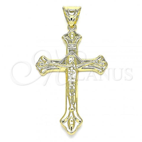Oro Laminado Religious Pendant, Gold Filled Style Crucifix Design, Polished, Golden Finish, 05.100.0006
