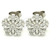 Sterling Silver Stud Earring, with White and White Cubic Zirconia, Polished, Rhodium Finish, 02.336.0109