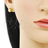 Oro Laminado Stud Earring, Gold Filled Style Ball Design, Polished, Golden Finish, 02.342.0322