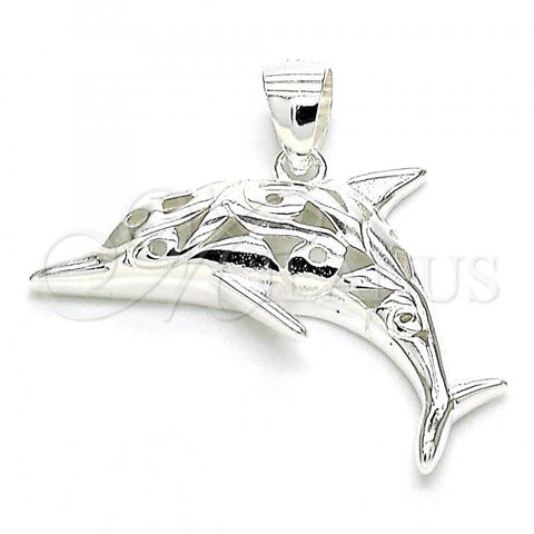 Sterling Silver Fancy Pendant, Dolphin Design, Polished,, 05.398.0045