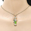 Oro Laminado Religious Pendant, Gold Filled Style San Judas Design, with White Cubic Zirconia, Polished, Tricolor, 05.210.0016
