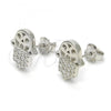 Sterling Silver Stud Earring, Hand of God Design, with White Cubic Zirconia, Polished, Rhodium Finish, 02.336.0041