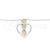 Sterling Silver Pendant Necklace, Heart Design, with White Micro Pave, Polished, Two Tone, 04.336.0193.16