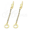 Oro Laminado Long Earring, Gold Filled Style with  Cubic Zirconia, Golden Finish, 5.105.013