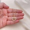 Oro Laminado Pendant Necklace, Gold Filled Style Mom Design, with White Cubic Zirconia, Polished, Golden Finish, 04.63.1274.18