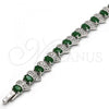 Rhodium Plated Tennis Bracelet, with Green and White Cubic Zirconia, Polished, Rhodium Finish, 03.206.0007.7.07