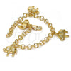 Oro Laminado Charm Bracelet, Gold Filled Style Elephant Design, Diamond Cutting Finish, Golden Finish, 03.63.1789.07