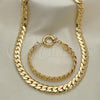 Oro Laminado Necklace and Bracelet, Gold Filled Style Greek Key Design, Polished, Golden Finish, 06.179.0002