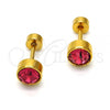 Stainless Steel Stud Earring, with Ruby Crystal, Polished, Golden Finish, 02.271.0008.9