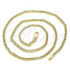 Oro Laminado Basic Necklace, Gold Filled Style Miami Cuban Design, Polished, Golden Finish, 04.213.0095.16