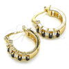 Oro Laminado Small Hoop, Gold Filled Style with Black and White Cubic Zirconia, Polished, Golden Finish, 02.210.0295.3.15