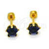 Stainless Steel Stud Earring, Star Design, with Tanzanite Cubic Zirconia, Polished, Golden Finish, 02.271.0006.4